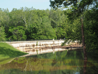 First view of debris caught in the Monocacy aqueduct