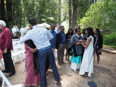 Greeting the bride and groom after the ceremony