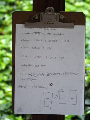 Checklist for the resort on the day of the wedding