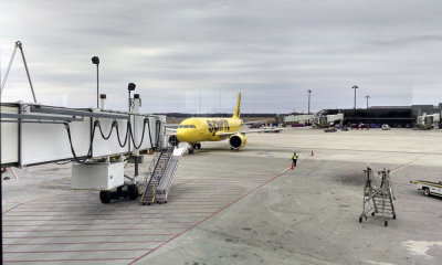 Spirit Airlines A320 class aircraft stands out at BWI