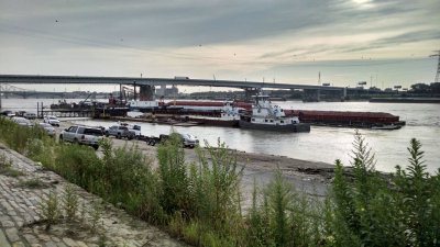 Barges on the Mississippi river