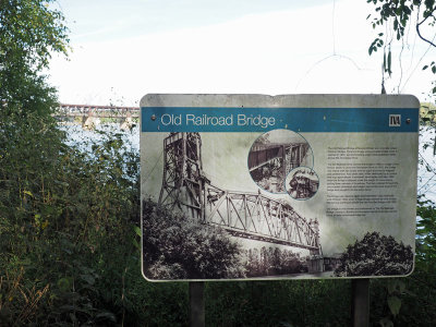 Sign for the Old Railroad Bridge on the trail