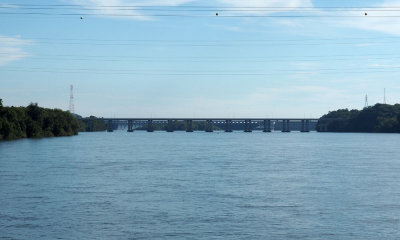The Singing River Bridge and the Wilson Dam over the Tennessee