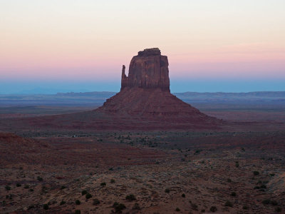 Sunset at Monument Valley behind the East Mitten Butte