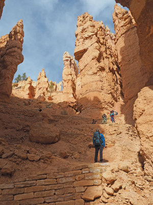 Starting up the Wall Street Section of the Navajo Trail - Bryce Canyon NP