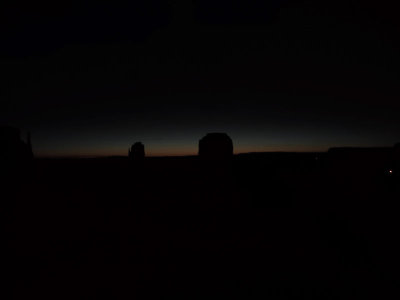 Beginnings of sunrise, seen from our hotel room, Monument Valley