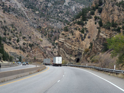On Interstate 70 heading east through Glenwood Canyon