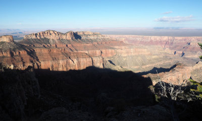 Shadows lengthen in the evening at Point Imperial in the Grand Canyon