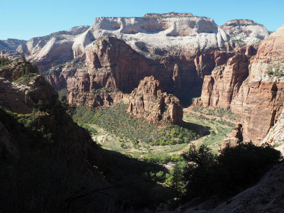 Zion National Park - View of the valley and the Virgin river during the climb to Echo Canyon