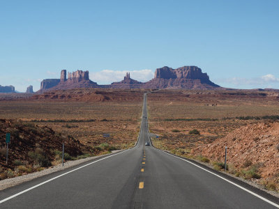 The classic view of Monument Valley heading west on US 163
