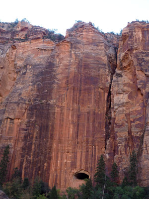 An opening in the Mt. Carmel tunnel on the cliff side, Zion NP