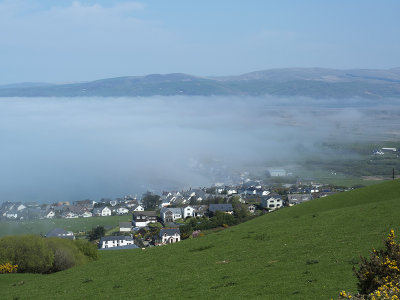 Borth engulfed by sea mist