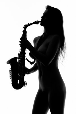Woman and music b&w (NSFW / 18+)