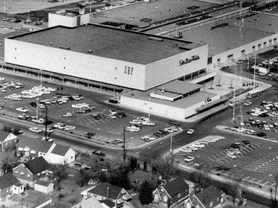 Aerial view of Stix, Baer & Fuller at River Roads Mall (1962) 