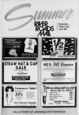 River Roads Mall Summer sale newspaper ad (1989) 