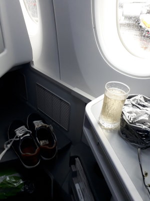 Champagne. 10 hours of flying ahead