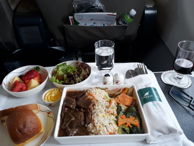 Meal on the flight from Bangkok to Colombo.