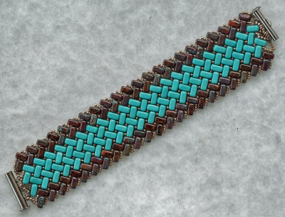 Herringbone Bracelet -  Czechmate Bricks 