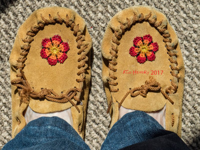 Bead Embroidery - Huichol Beaded Flower on Moccasins 