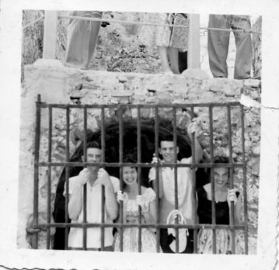 JR.-Sr trip. 1955...Morro Castle, Cuba...me, 2nd from right.  Box Brownie