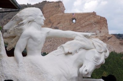 Crazy Horse Sculptor's pattern and the monument in the distance. 