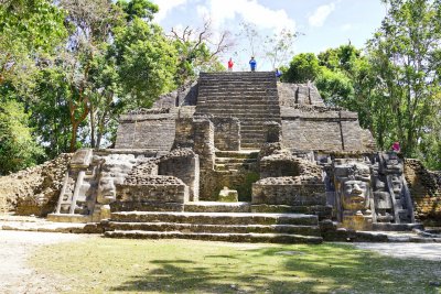 Temple of the Mask at Mayan Ruins, Lamanai, Belize