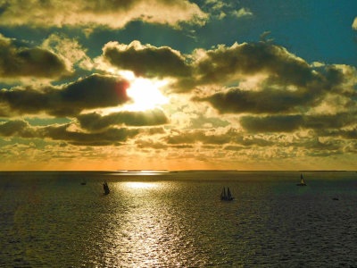 Sailboats in position for the best view of the Key West Sunset