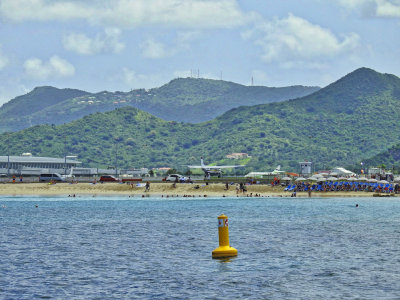 Maho Beach at the end of the runway