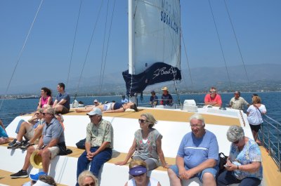 Enjoying a sunny day sailing off Santa Barbara