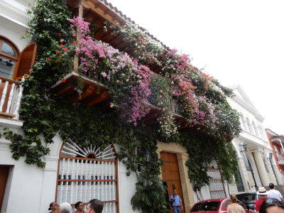 One of many flowered balconies overlooking the Old City streets