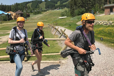 Chris, Katie & Zoe on their way to zip lining