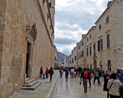 Stradun is the limestone-paved main street of Old Town Durbrovnik