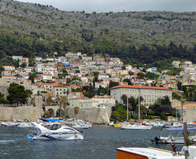 The Blue-eye Glass Boat leaving the Old City Port of Dubrovnik