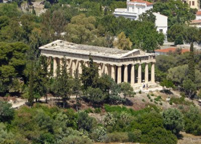 The Temple of Hephaestus (449-415 BC) is on the NW side of the Agora of Athens