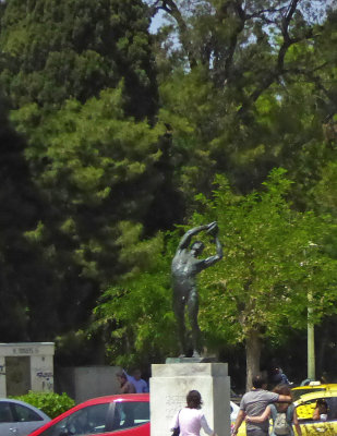 Statue of Discobolus in front the Panathenaic Stadium (1927), Athens, Greece