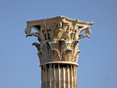 The Temple of Olympian Zeus columns were capped by Corinthian capitals carved from two massive blocks of Marble