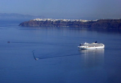 Norwegian Spirit anchored in the Santorini Caldera