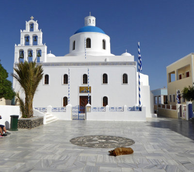Oia Main Square and Panagia Platsani Church