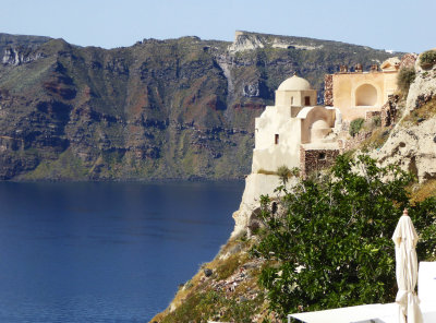 Old Church in Oia with View of the Caldera