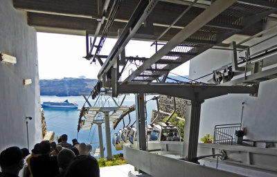 Waiting for Santorini Cable Car in Fira Town