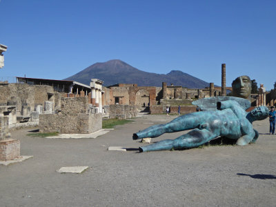 Two of 30 Statues by Igor Mitoraj (Polish Sculptor) on display in Pompeii
