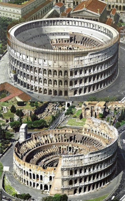 Then and Now comparison of the Colosseum