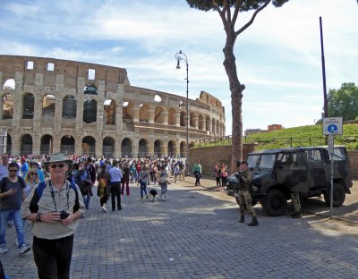 Heightened Security around the Colosseum due to current events in Europe