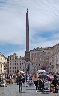 Obelisk in Piazza Navona was erected on top of the Fontana dei Quattro Fiumi by Bernini in 1651