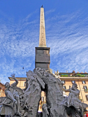 Obelisk in Piazza Navona and Bernini Fountain of the Four Rivers