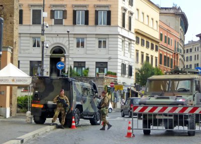 Increased military presence is obvious in Rome