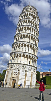 Favorite Tourist pose at the Leaning Tower of Pisa