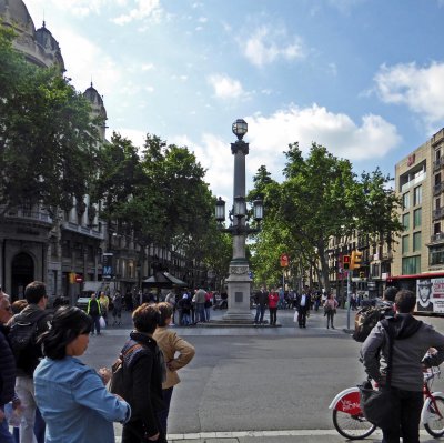 Starting down La Rambla (pedestrian mall in Barcelona)