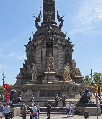 Pedestal of Columbus Monument with Queen Isabella I of Castile