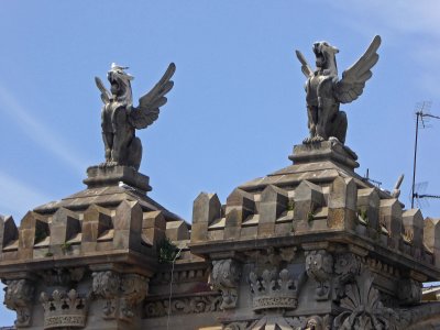 Winged Sphinx atop the Old Customs Building of Barcelona